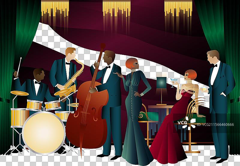 餐厅咖啡馆或酒吧里的爵士乐手图片素材