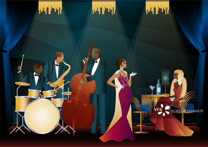 餐厅咖啡馆或酒吧里的爵士乐手图片素材