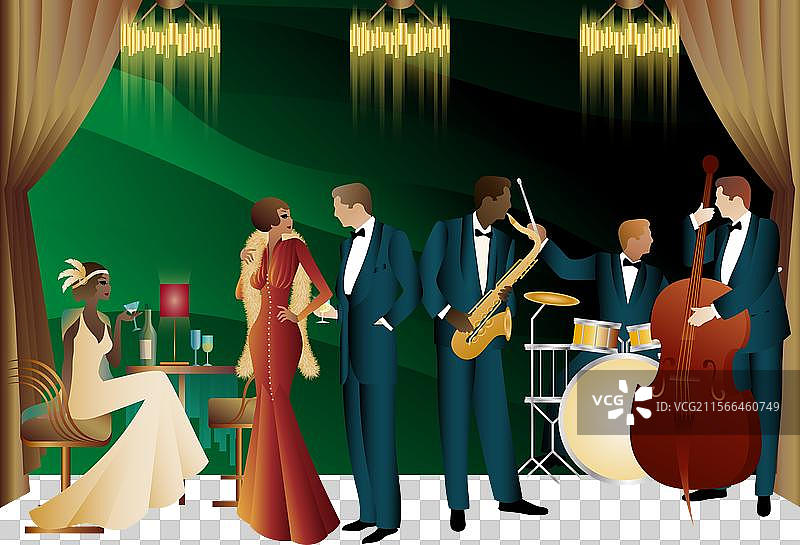 餐厅咖啡馆或酒吧里的爵士乐手图片素材