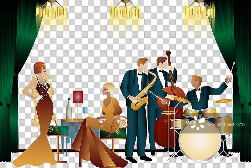 餐厅咖啡馆或酒吧里的爵士乐手图片素材