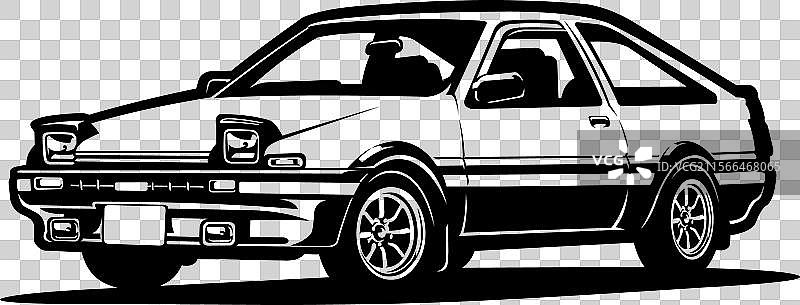 日本80年代运动汽车单色图像图片素材