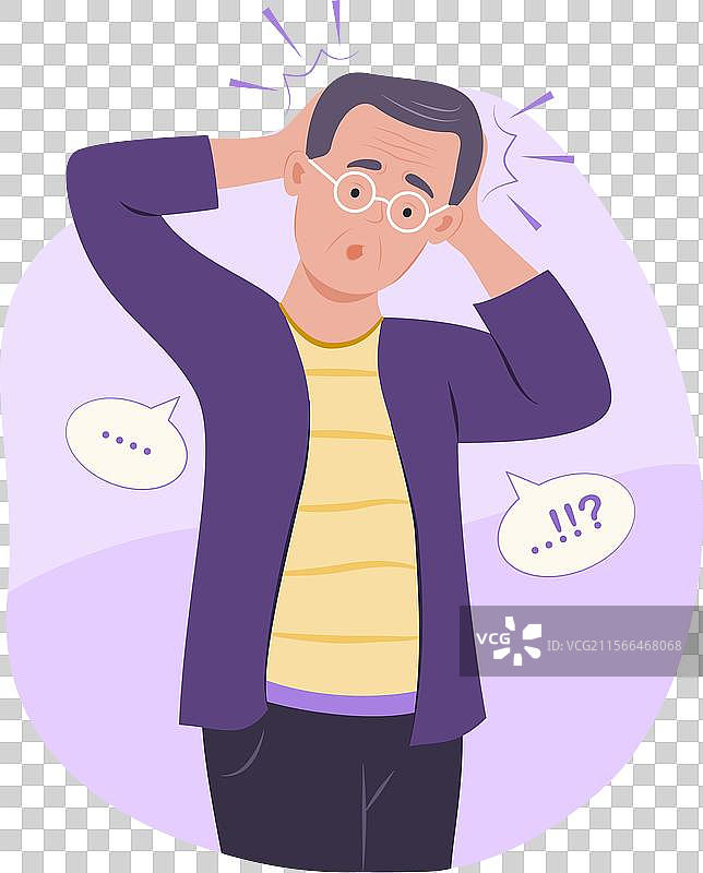 老年男性正在遭受头痛和偏头痛的困扰图片素材