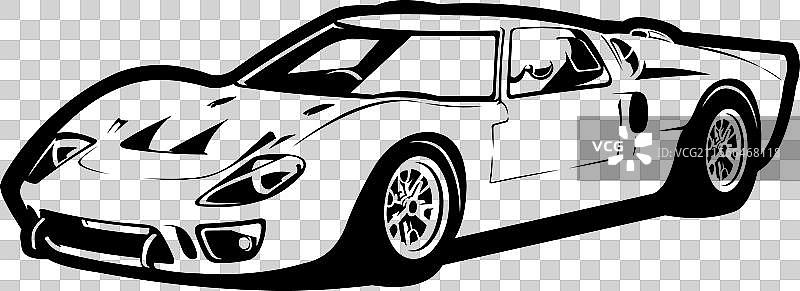经典美国跑车单色图像图片素材
