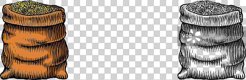 手绘的墨水雕刻的跳跃种子袋图片素材