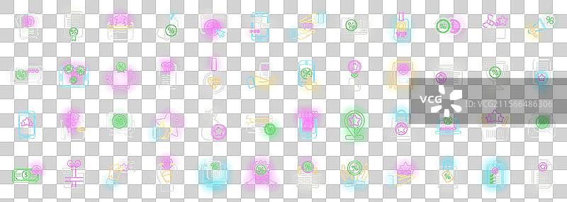 顾客忠诚度计划图标集霓虹灯风格图片素材