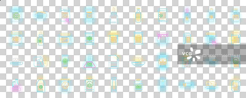 食品替代品图标集霓虹灯风格图片素材