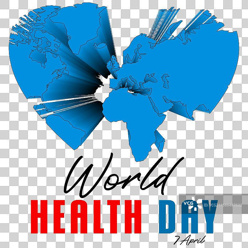世界卫生日 3D 地球设计与心形图案图片素材
