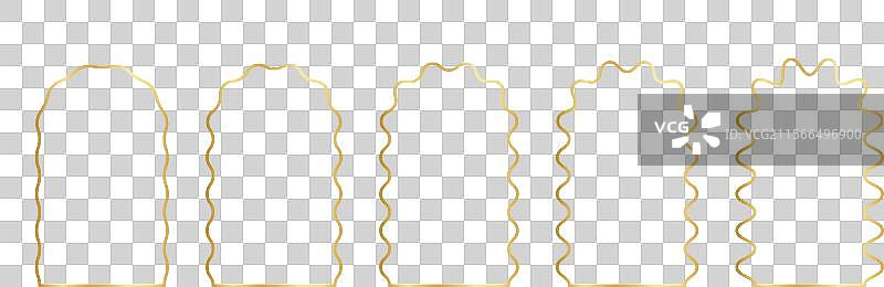 一组边缘波浪形的金色拱形框架图片素材
