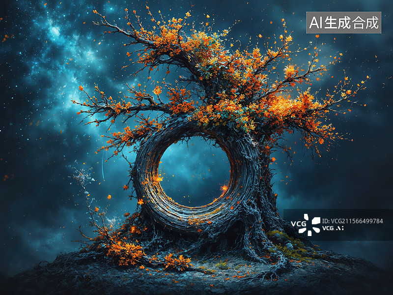 【AI数字艺术】奇幻树洞图片素材