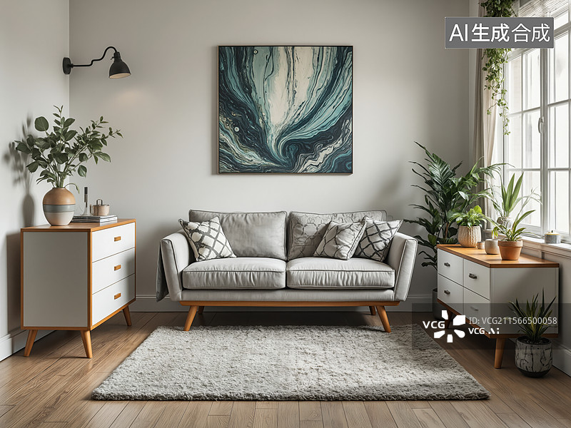 【AI数字艺术】现代简约客厅图片素材