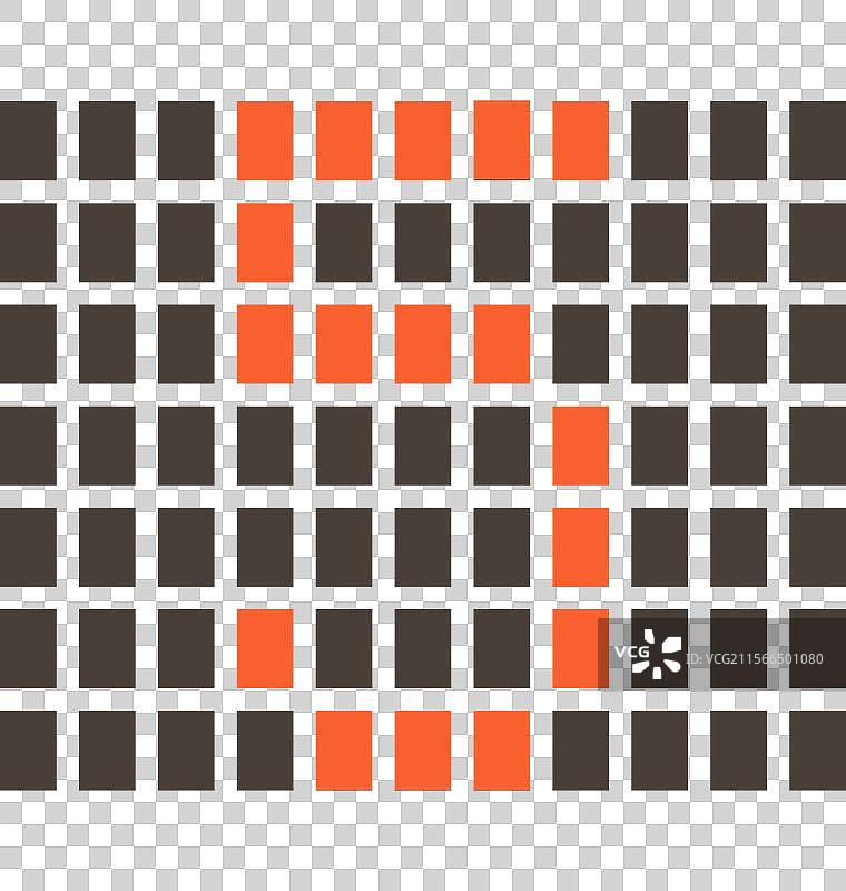 数字5的橙色LED显示屏与黑暗背景图片素材