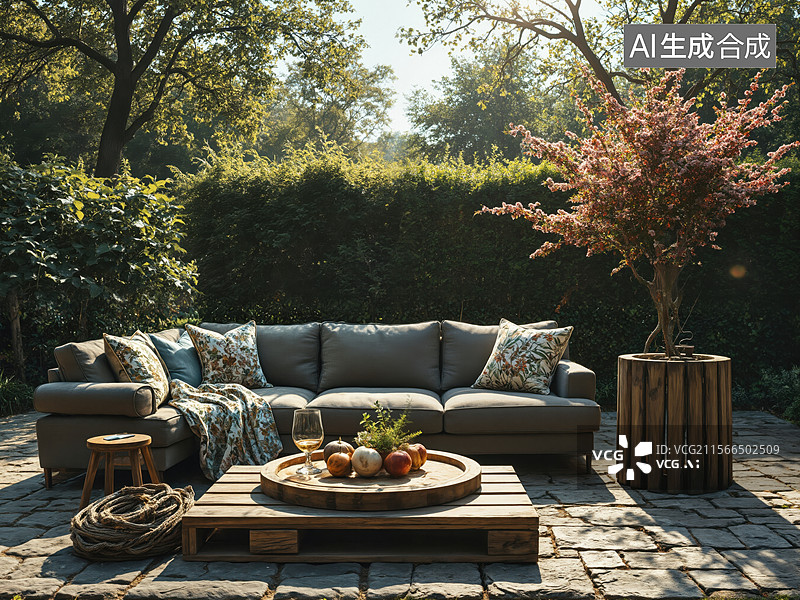 【AI数字艺术】户外休闲庭院图片素材
