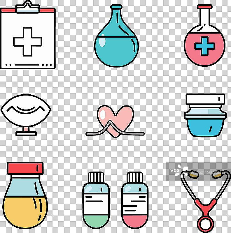 医疗图标集，包含医疗保健元素图片素材