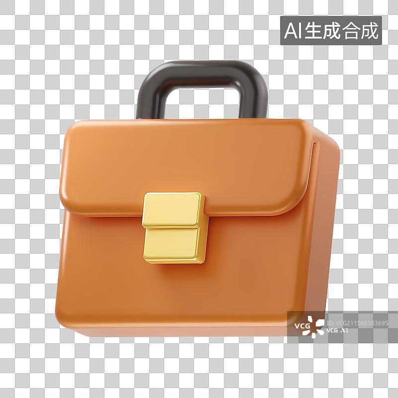 【AI数字艺术】3D渲染橙色商务公文包图片素材