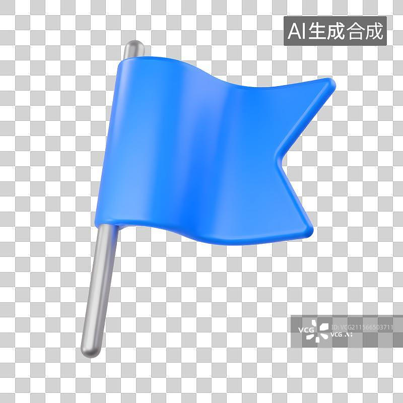 【AI数字艺术】3D渲染蓝色波浪旗帜图片素材