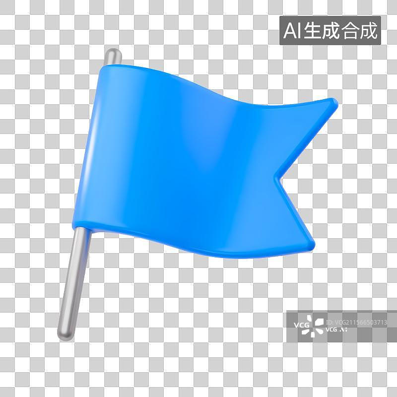 【AI数字艺术】3D渲染蓝色波浪旗帜图片素材