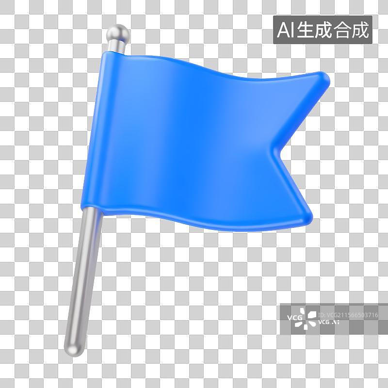 【AI数字艺术】3D渲染蓝色波浪旗帜图片素材