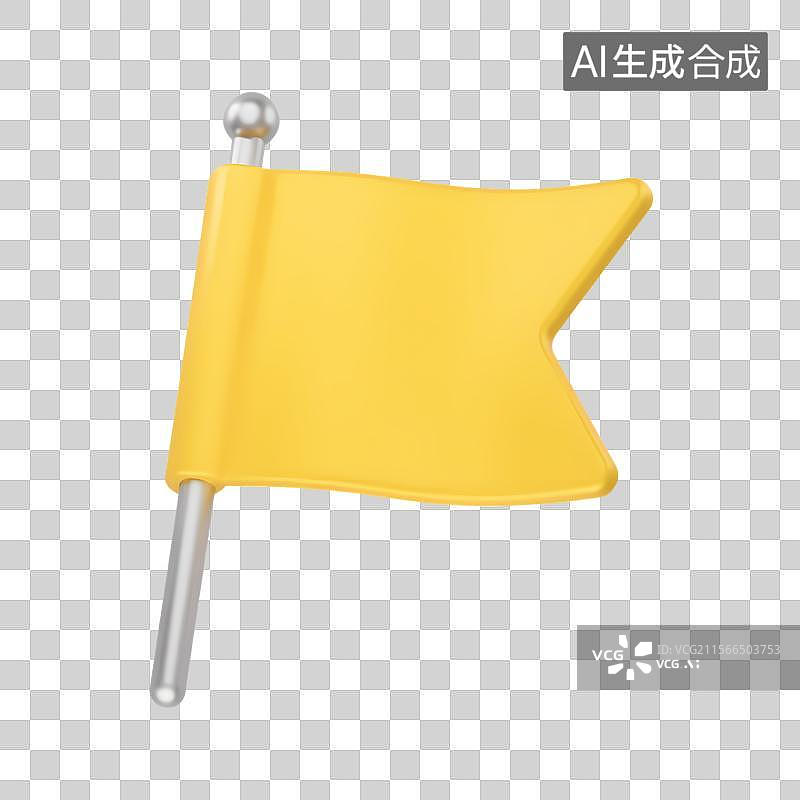 【AI数字艺术】3D渲染黄色三角旗与金属旗杆图片素材