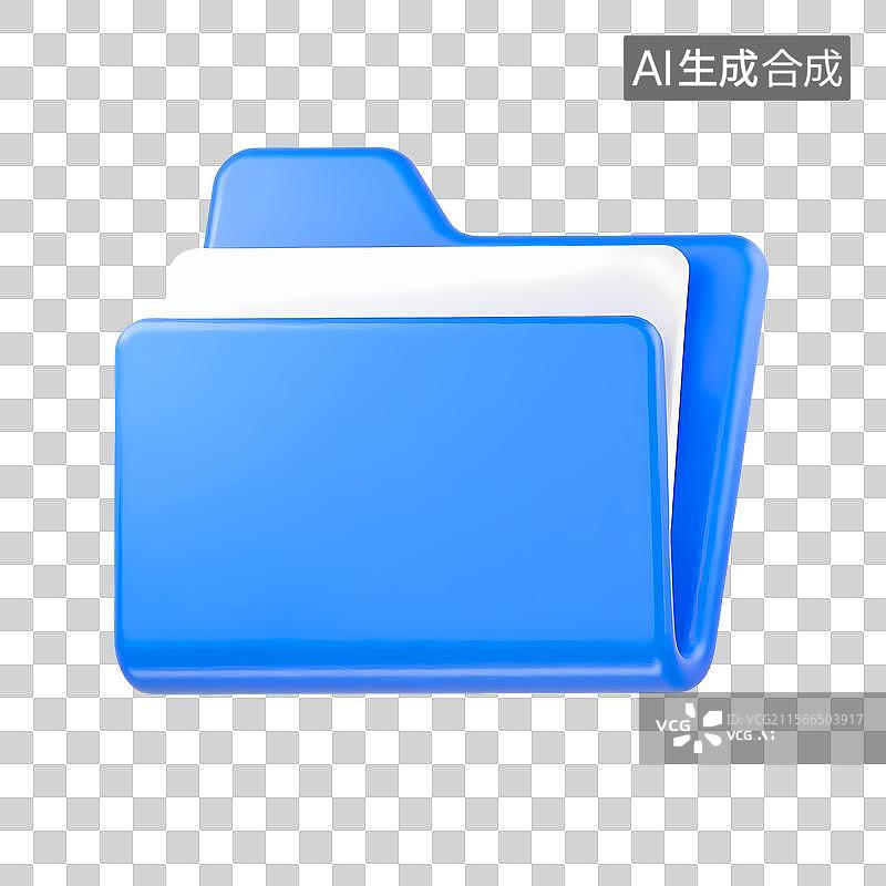 【AI数字艺术】3D渲染蓝色立体文件夹与白色文件图片素材
