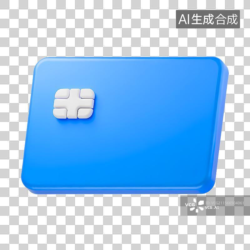 【AI数字艺术】蓝色3D银行卡与黄色芯片图片素材