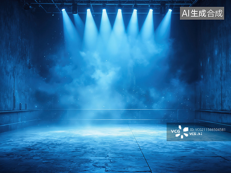 【AI数字艺术】蓝色舞台灯光图片素材