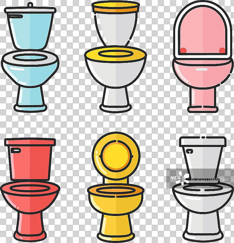 各种色彩缤纷的卡通风格厕所合集图片素材