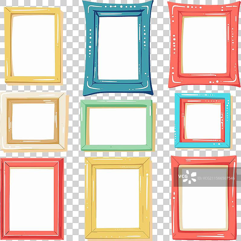 卡通风格的多彩相框集合图片素材