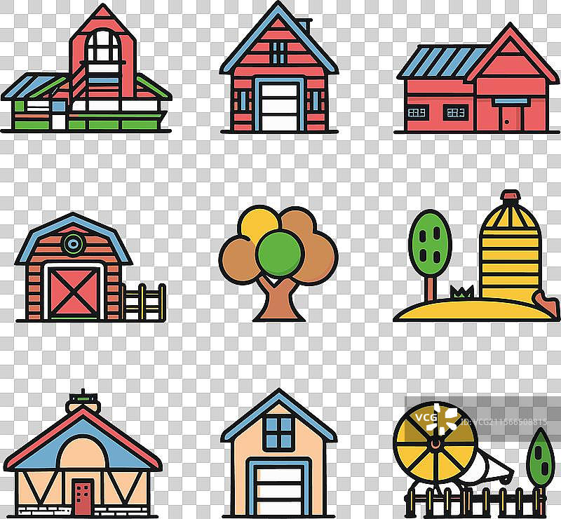 农场相关图标，展示各种元素图片素材