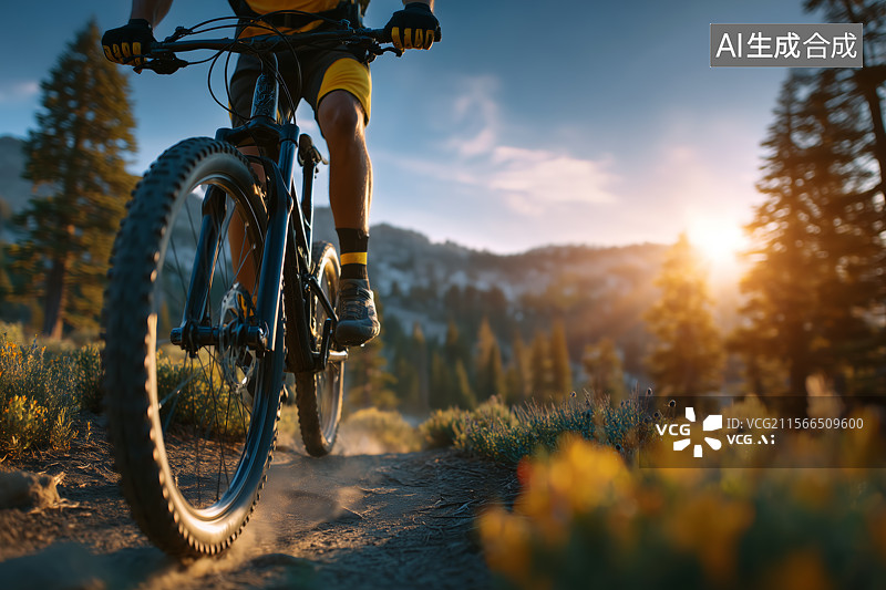 【AI数字艺术】行驶在山上的山地自行车图片素材