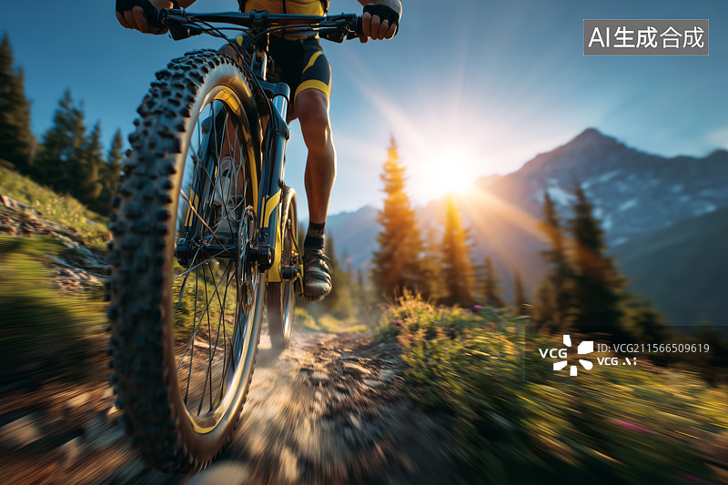 【AI数字艺术】行驶在山上的山地自行车图片素材
