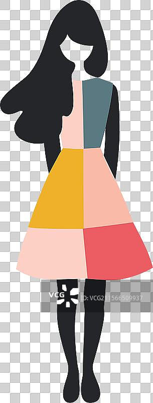 年轻女性角色穿着色彩鲜艳的服装站立着图片素材