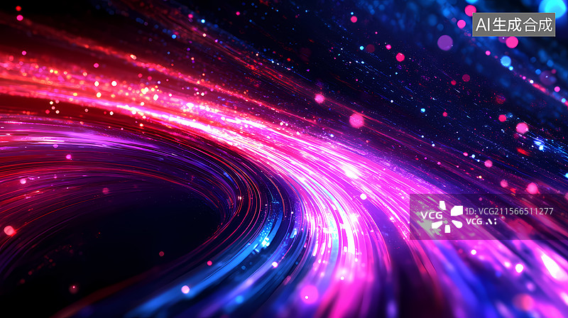 【AI数字艺术】抽象的彩色光线轨迹图片素材