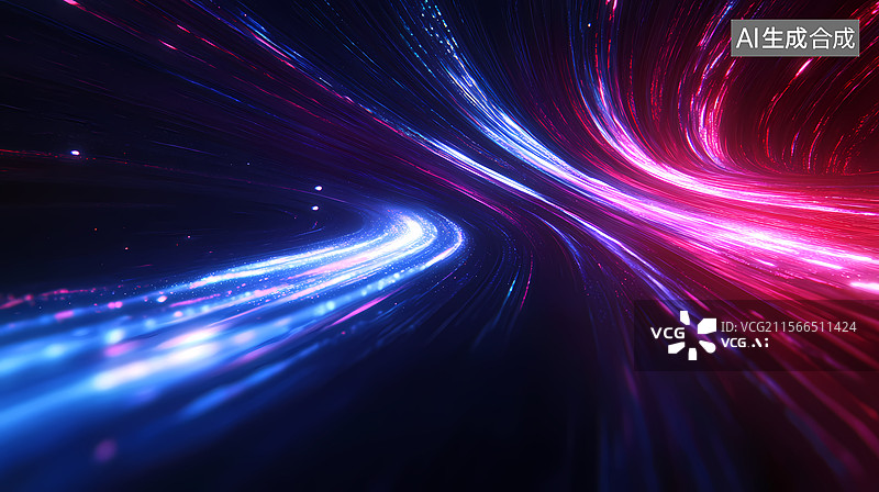 【AI数字艺术】抽象的彩色光线轨迹图片素材