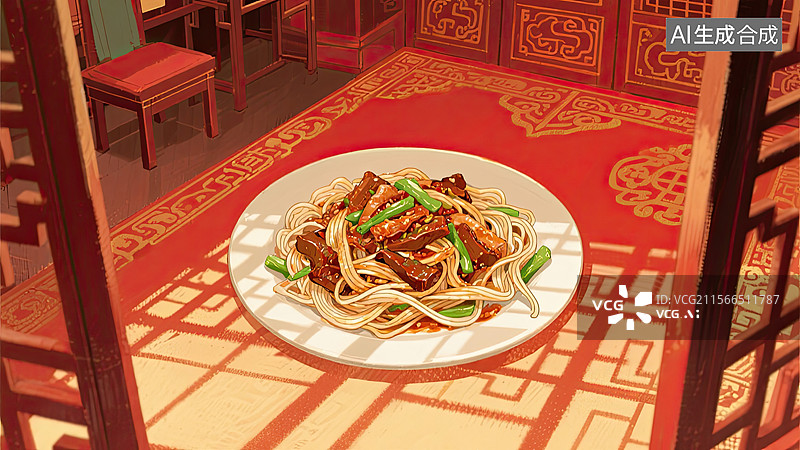 【AI数字艺术】中华美食，粤菜，干炒牛河，食物，插画图片素材
