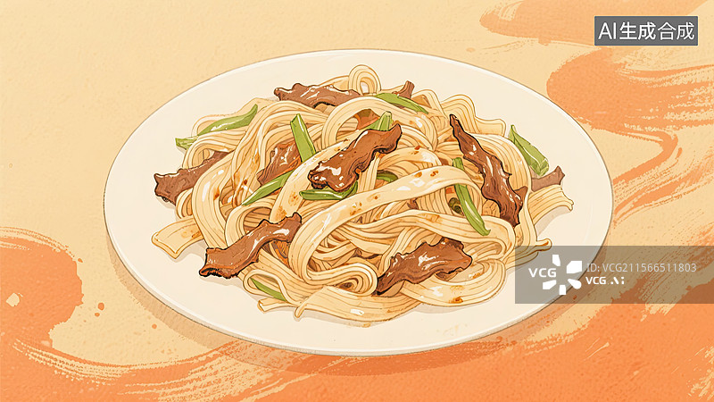 【AI数字艺术】中华美食，粤菜，干炒牛河，食物，插画图片素材