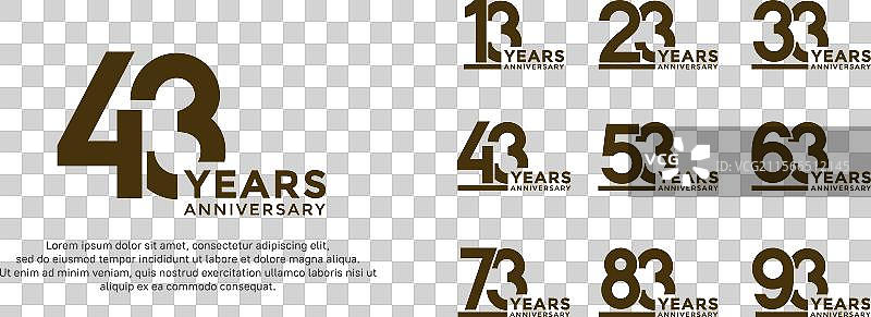 柔和色调的棕色周年纪念logo风格套件图片素材