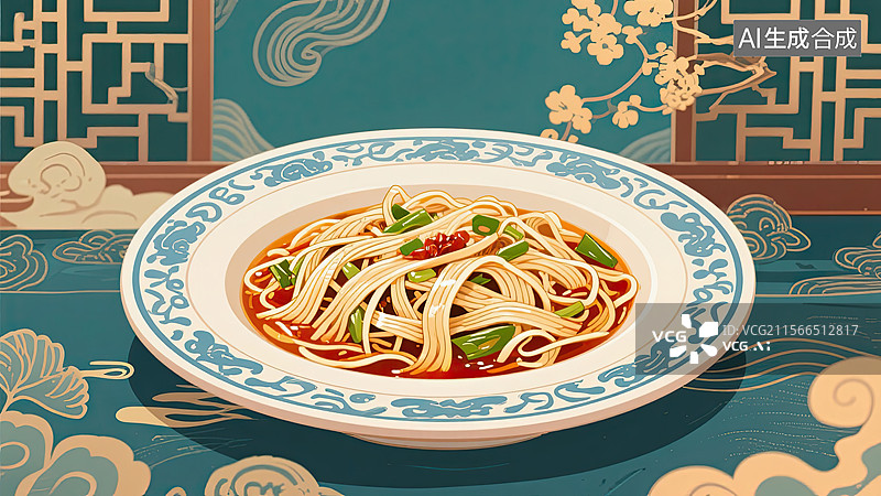 【AI数字艺术】中华美食，大煮干丝，粤菜，美食，插画图片素材