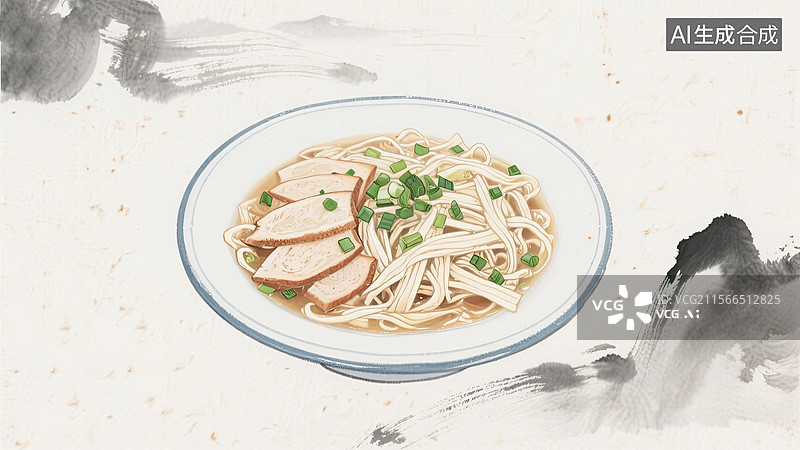 【AI数字艺术】中华美食，大煮干丝，粤菜，美食，插画图片素材
