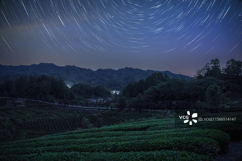 西乡茶田夜景星空图片素材