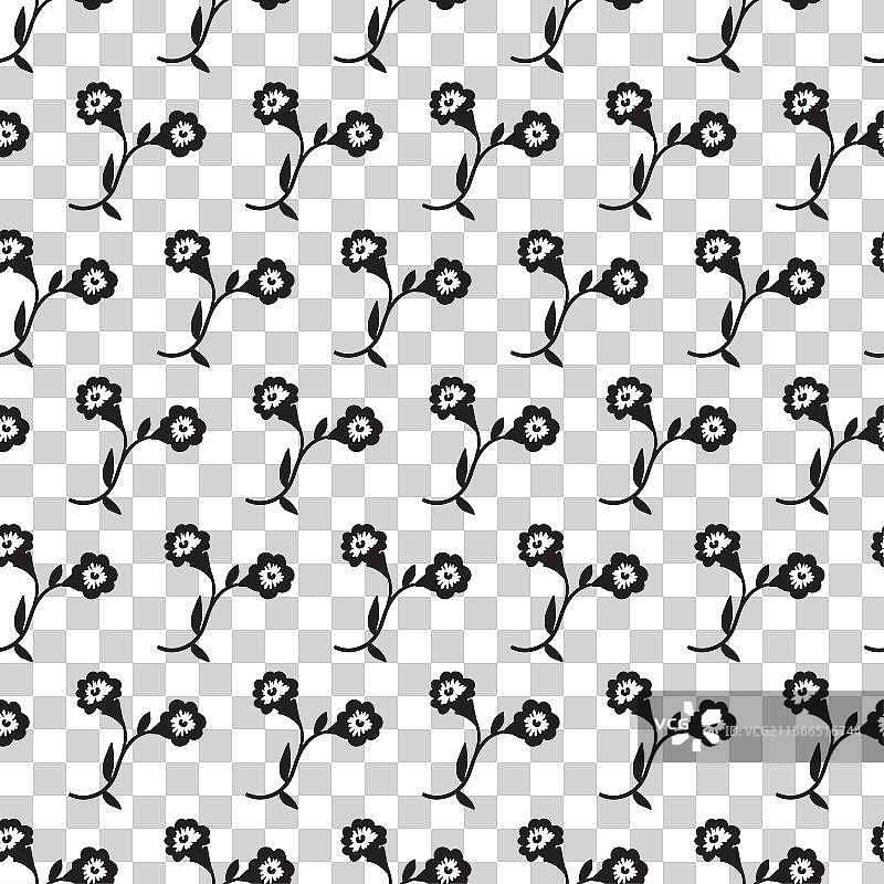 白色背景上的黑色剪影绽放阶段图片素材