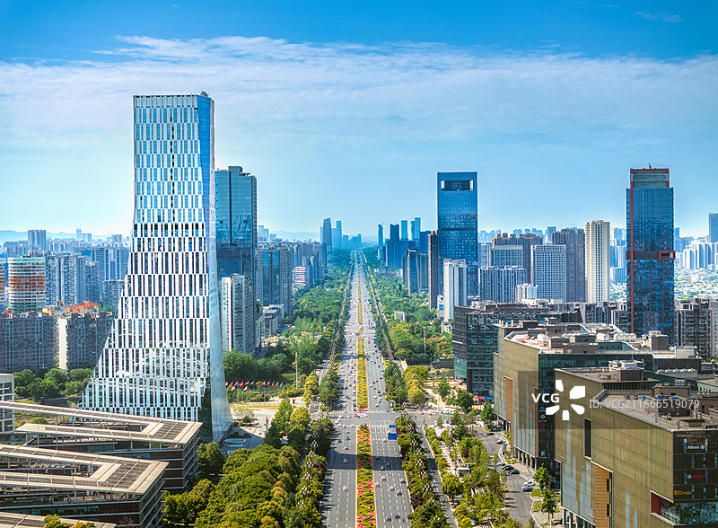 中国四川成都天府大道航拍图图片素材