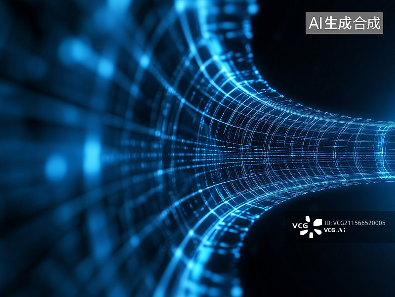 【AI数字艺术】数字网络隧道图片素材