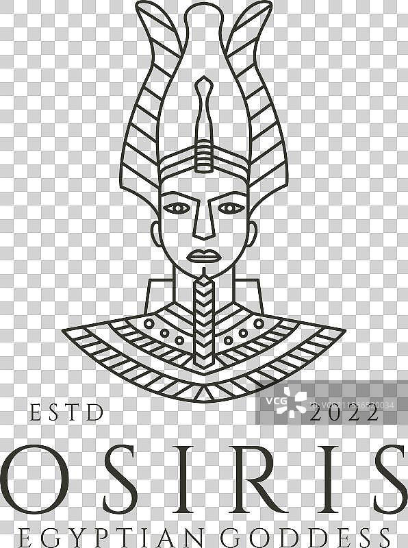 奥西里斯埃及女神线条艺术标志符号图片素材