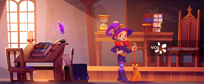 魔法学校的内部，女巫小女孩图片素材