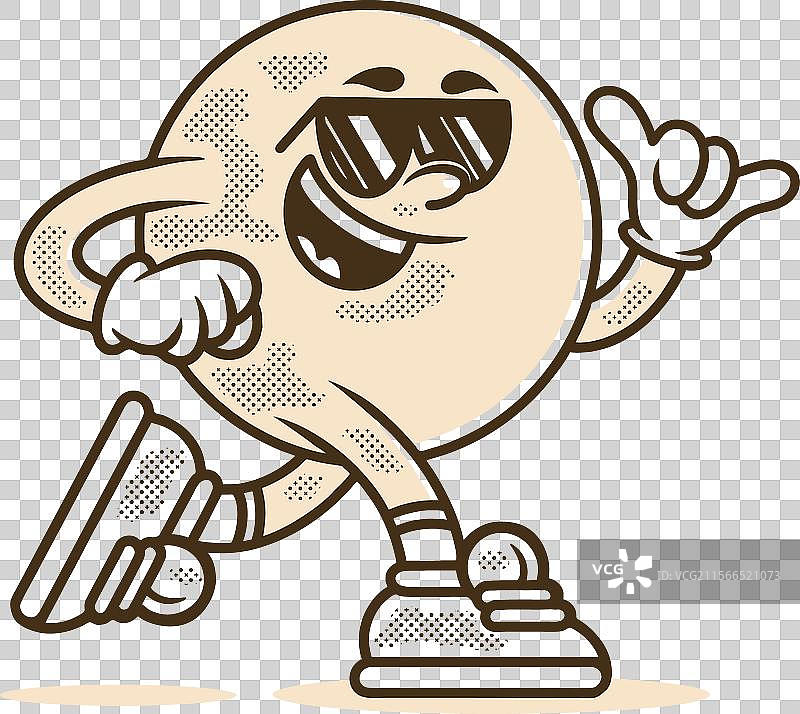 球头吉祥物角色以跑步姿势展示图片素材