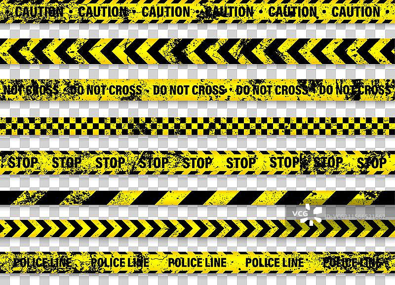 旧的磨损的路障施工黄色胶带图片素材