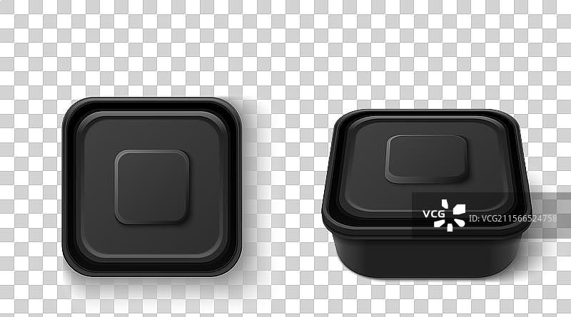 黑色方形塑料食品储存容器图片素材