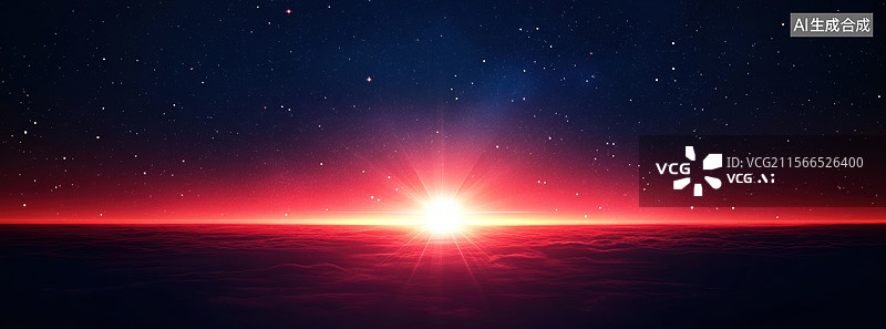 【AI数字艺术】星空下的晨曦图片素材