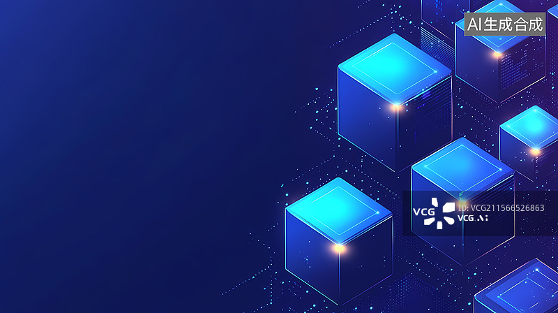 【AI数字艺术】抽象的霓虹色立方体图片素材