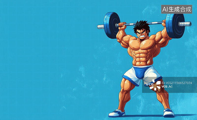 【AI数字艺术】健壮男子举重瞬间图片素材